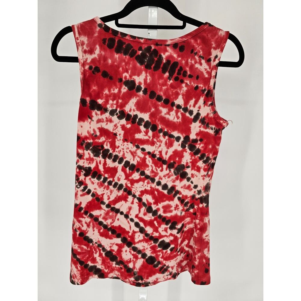 Vintage Y2K Reba McEntire Womens Sz XL fleur-de-lis Tank Top Red Black Tie Dye - Picture 4 of 4